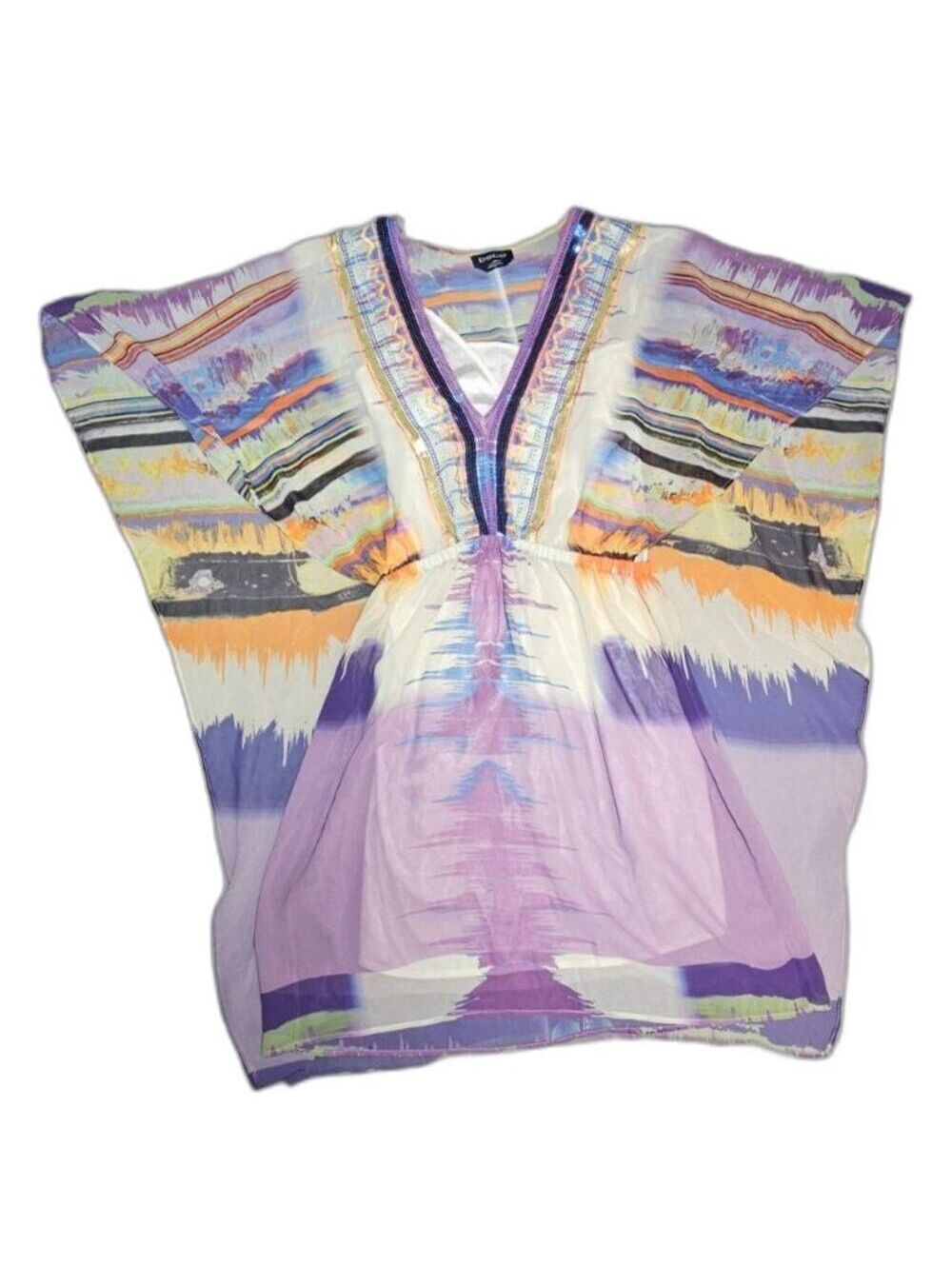 Bebe Multicolor Abstract Chiffon Embellished V-Neck DressS/P